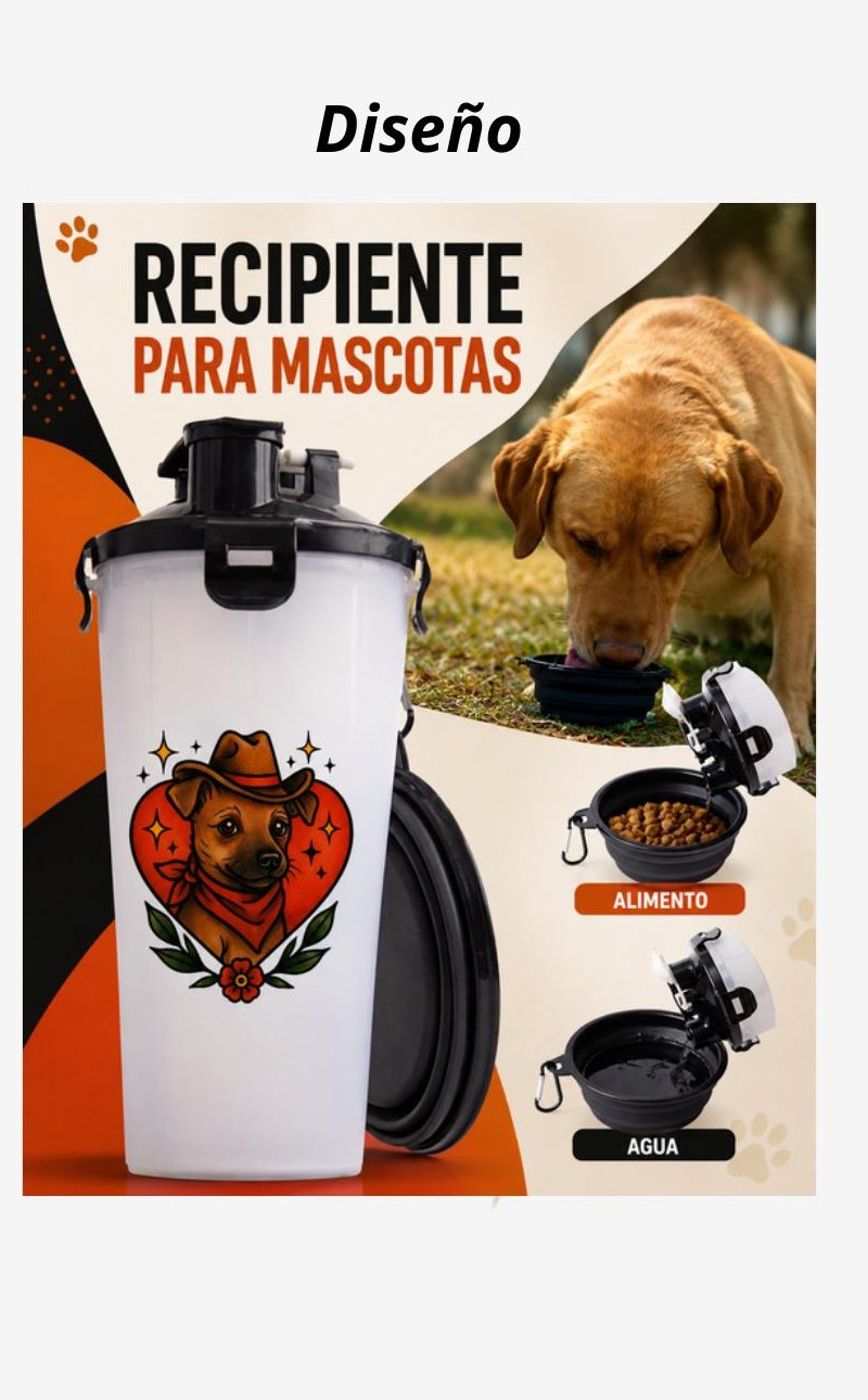 Recipiente para mascotas con tazón