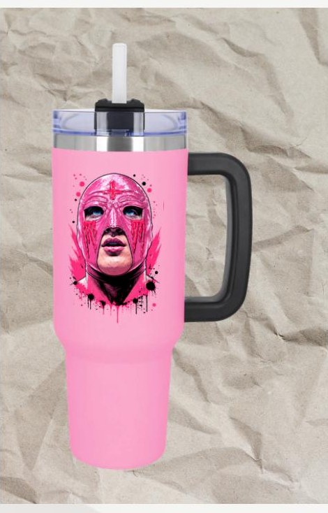 Termo doble pared Lucha Libre rosa — Diseño 1