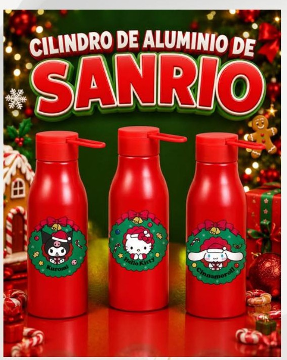 Cilindro de aluminio Sanrio Navidad 600 ml