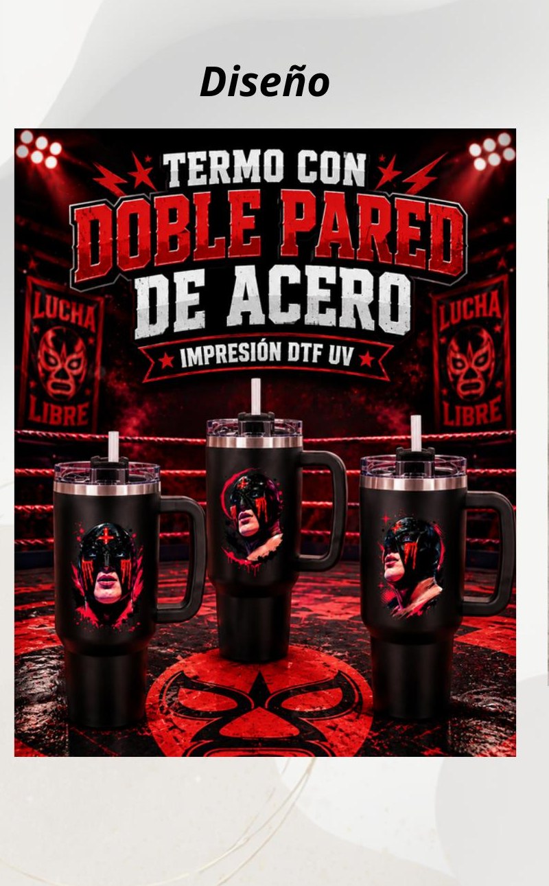 Termo doble pared Lucha Libre negro
