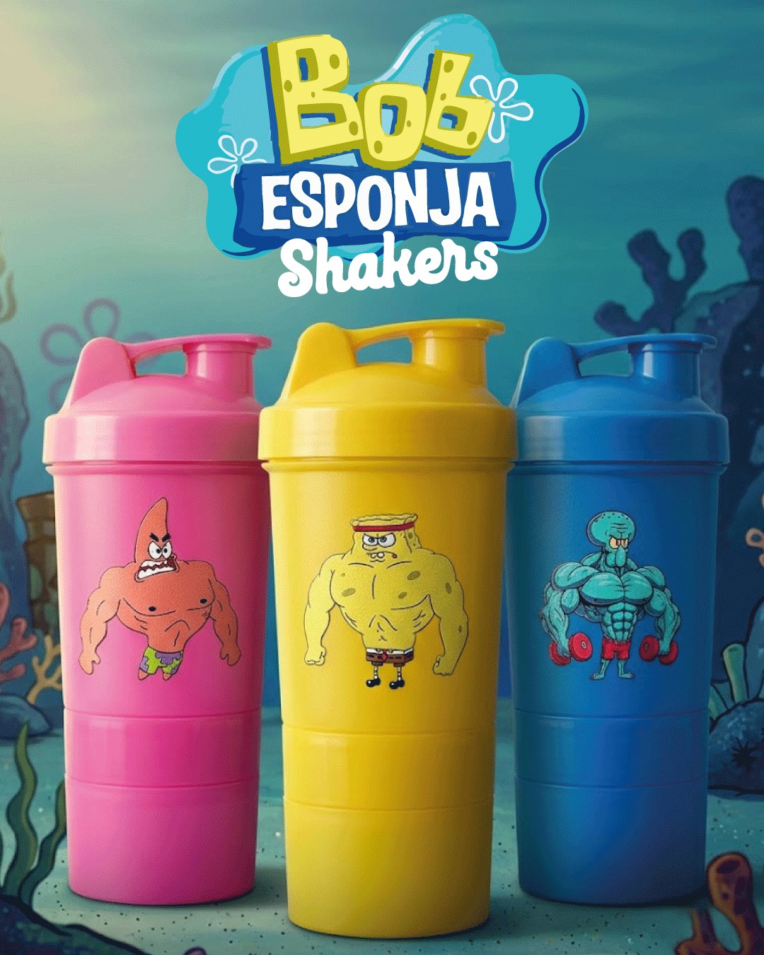 Shaker Bob Esponja Gym Power 600 ml