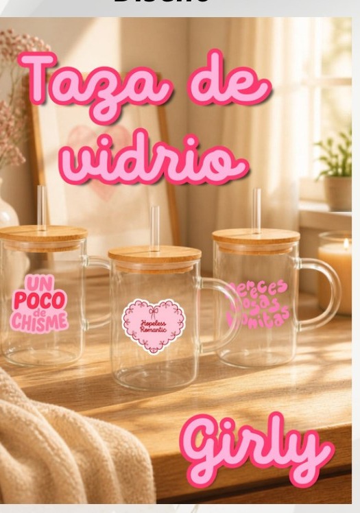 Taza de Vidrio Girly 16 oz