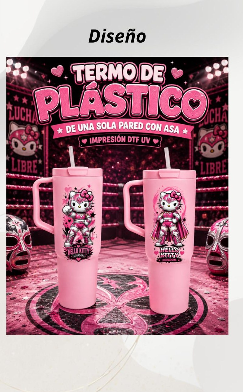 Termo de plástico Hello Kitty Luchadora