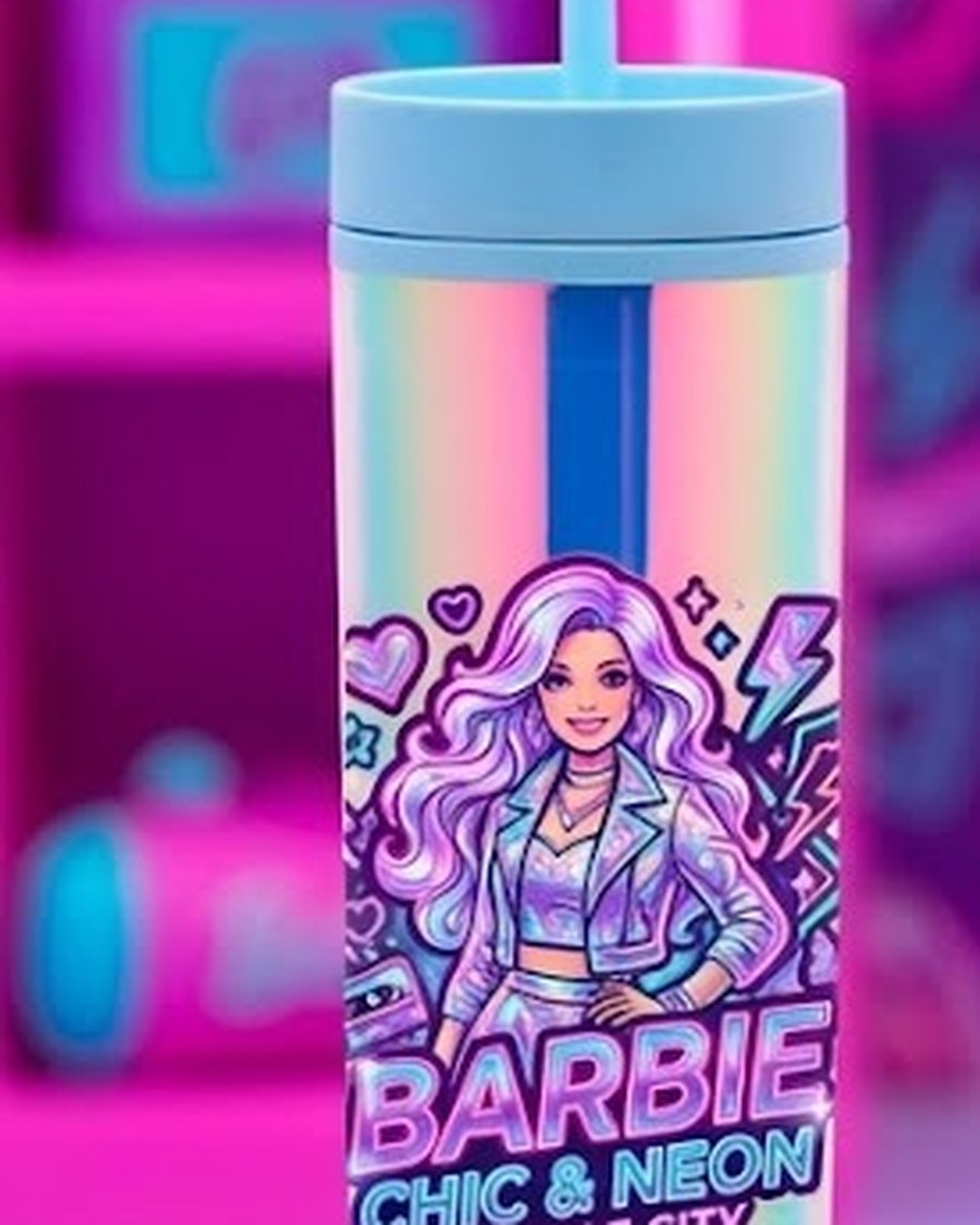 Vaso doble pared Barbie Neón 16 oz — Diseño 1
