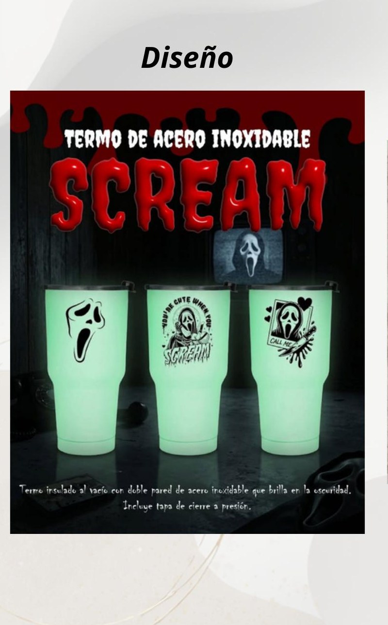 Termo Scream que brilla en la oscuridad
