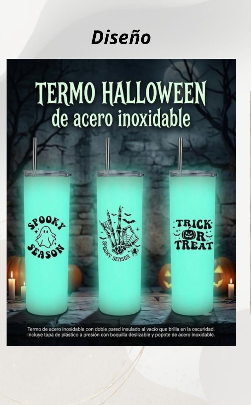 Termo Halloween glow slim de acero inoxidable