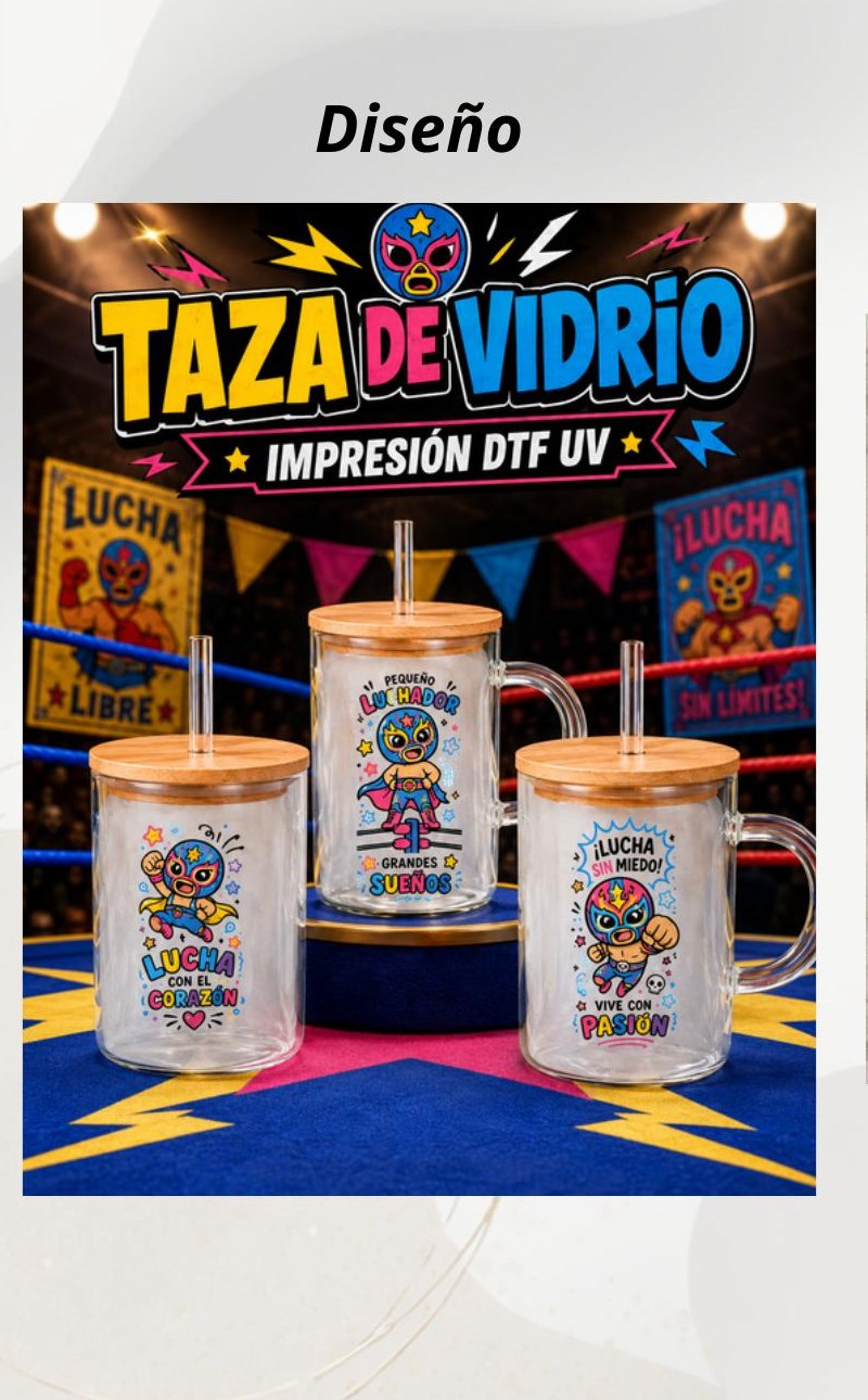 Taza de vidrio Lucha Libre